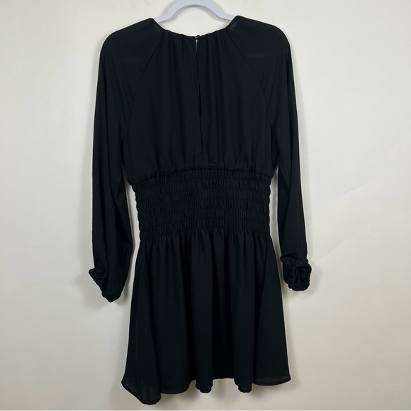 Madewell Bubble-Sleeve Smocked Mini Dress in True Black Size Small NWT - Picture 15 of 15